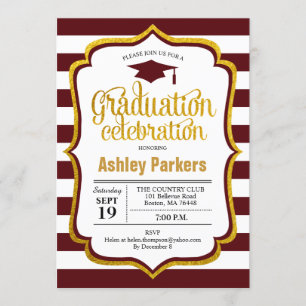 Invitation Graduation Party - Maroon Gold White