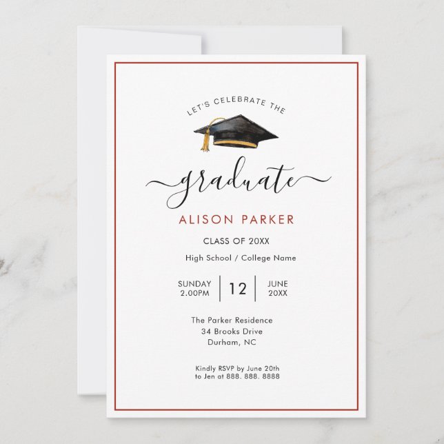 Invitation Graduation party Modern simple Photo (Devant)