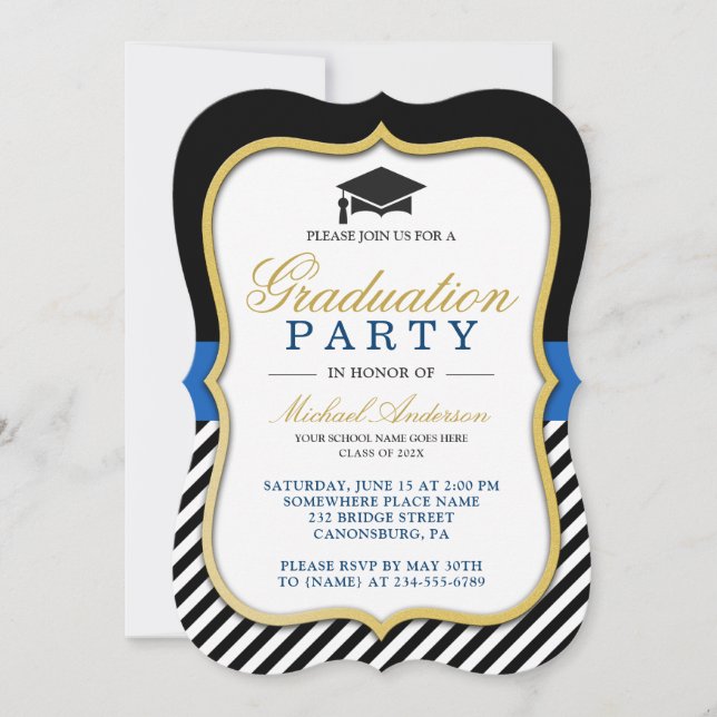 Invitation Graduation Party Moderne Gold Bracket Frame (Devant)