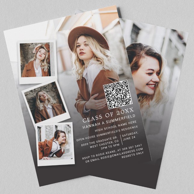 Invitation Graduation Party Multi Photo QR Code Grad 2025 (Christmas Tropical Palm Tree Coastal Moving Announcement)