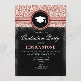Invitation Graduation Party - Rose Gold Black