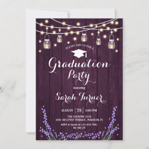 Invitation Graduation Party - Rustic Purple Lavender
