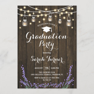 Invitation Graduation Party - Rustic Wood Lavender