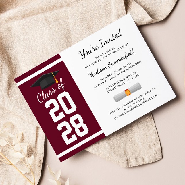 Invitation Graduation Party Senior Graduate 2025 (Graduation 2024 Burgundy Party Invitation)