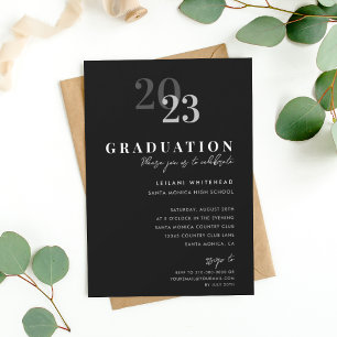 Invitation Graduation Party Typographie moderne Noir