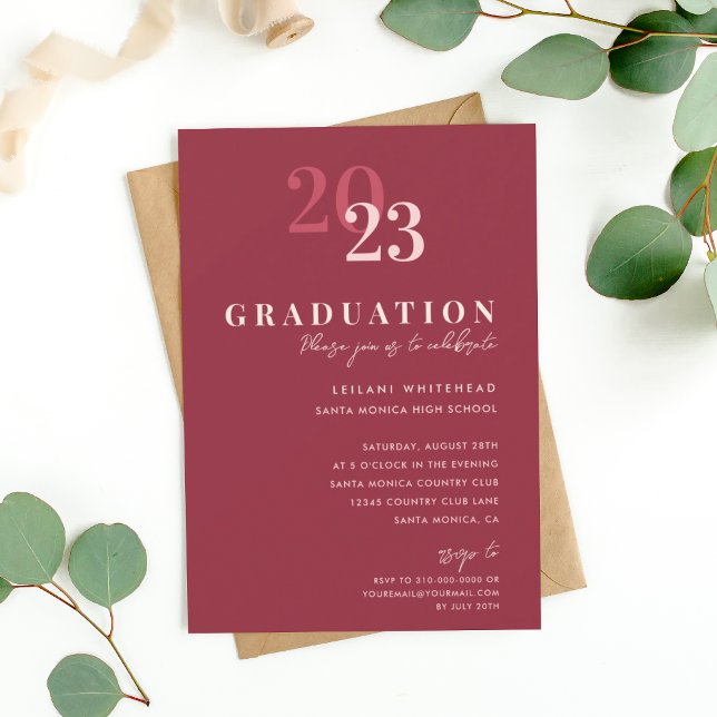 Invitation Graduation Party Typographie moderne Red Berry (Créateur téléchargé)