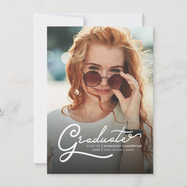 Invitation Graduation Photo 2025 Modern Script Grad Party (Devant)