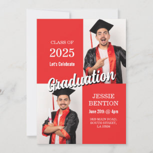 Invitation Graduation Photo Party Moderne Simple Mens