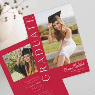 Invitation Graduation photo verticale moderne