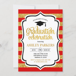 Invitation Graduation - Red Stripes