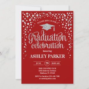 Invitation Graduation - Rouge argenté