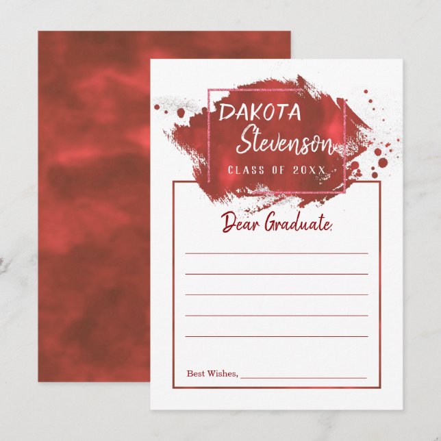 Invitation Graduation rouge | Conseil de la fête de peinture  (Devant / Derrière)