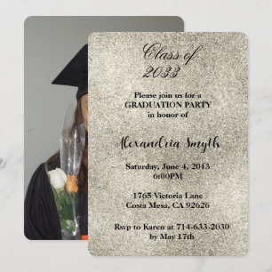 Invitation Graduation Silver Glitz Votre Photo