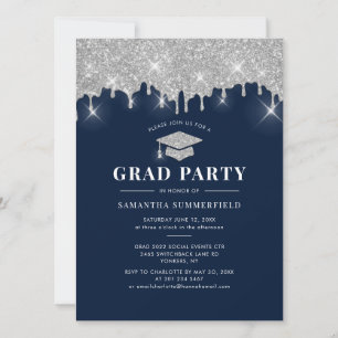 Invitation Graduation Silver Parties scintillant Drip Grad 20