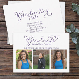 Invitation Gradué Multi Photo Simple Élégante Calligraphie