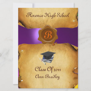 Invitation GRADUM MODÈLE PHOTO PARCHEMENT Cire Sceau