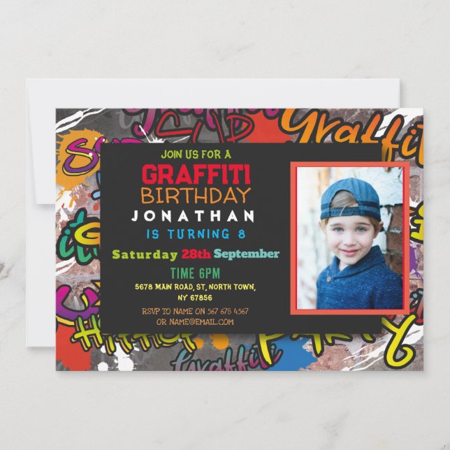Invitation Graffiti Anniversaire Fête Artisanat Artisanat Pho (Devant)