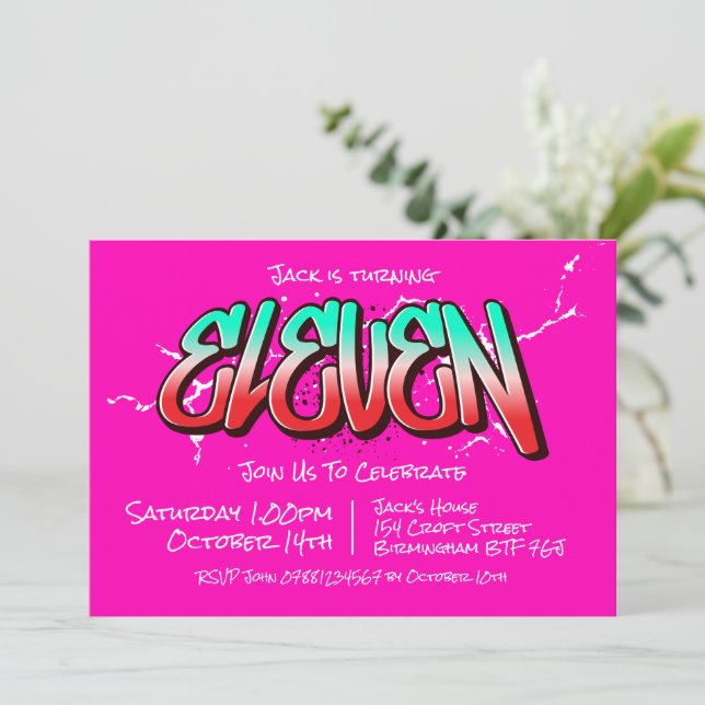 Invitation Graffiti Clair Onze (Debout devant)