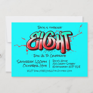 Invitation Graffiti Clair pour Huit Ans