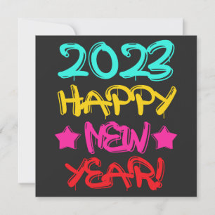 Invitation Graffiti coloré Bonne année 2023 dans Retro
