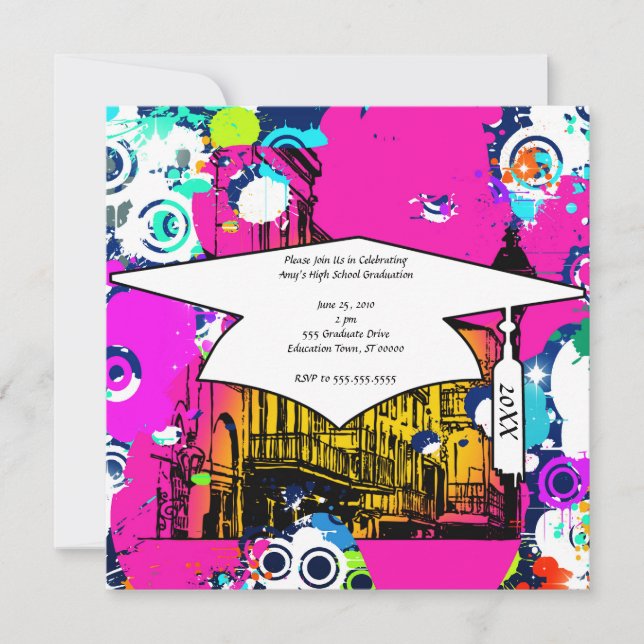 Invitation graffiti de ville urbaine peinture splatter gradua (Devant)