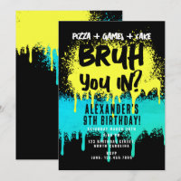Graffiti Jaune de Bruh Boy's Birthday Neon Turquoi