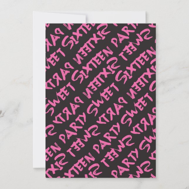 Invitation Graffiti Look Fashion Girl Sweet 16 Anniversaire (Devant)