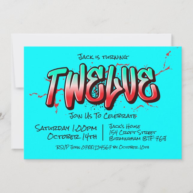 Invitation Graffiti Lumineux Douze (Devant)