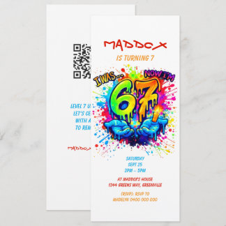 Invitation Graffiti Six Seven Birthday Party Trend