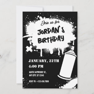 Invitation Grafitti noir et blanc