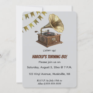 Invitation Gramophone et Guirlande Modifiables