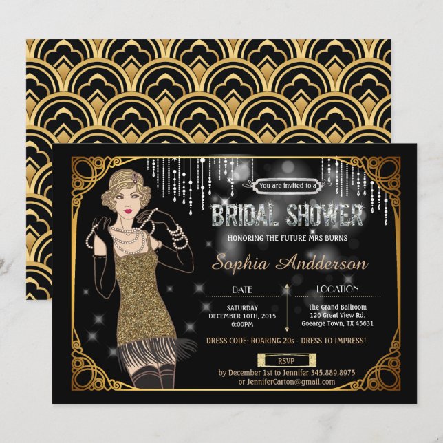 Invitation Grand aileron nuptiale d'invitation de douche de (Devant / Derrière)
