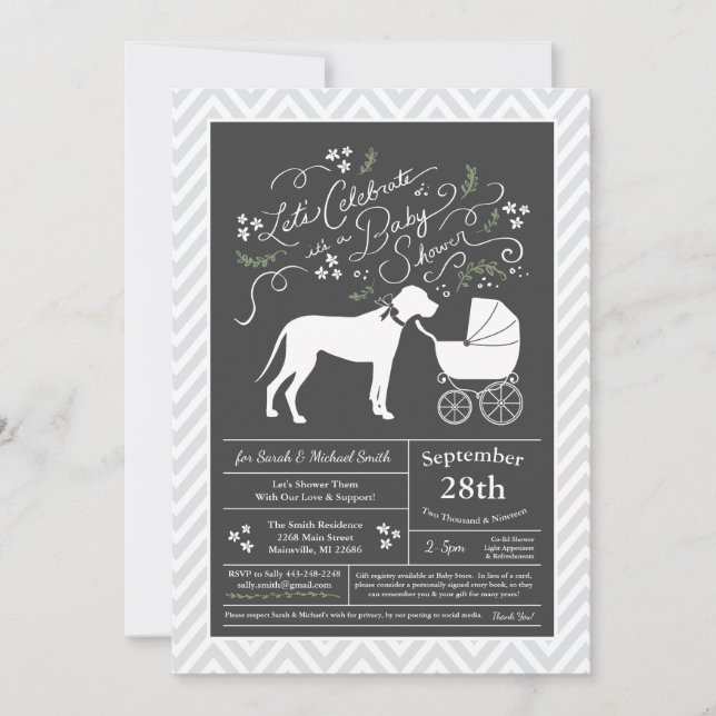 Invitation Grand Baby shower de chien Danse Neutre genre (Devant)