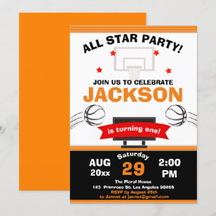 Invitation Grand Basket-ball Court Sport Game Birthday