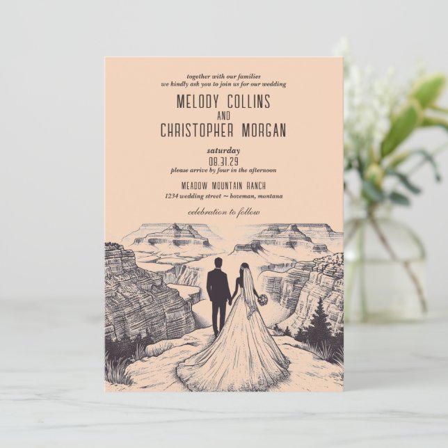 Invitation Grand Canyon Couple Mariage (Debout devant)