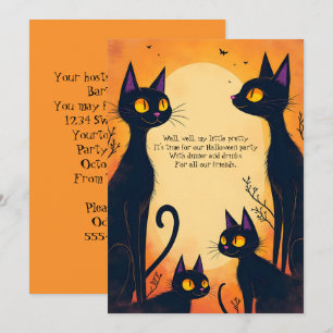 Invitation Grand Chats Noirs Halloween Party