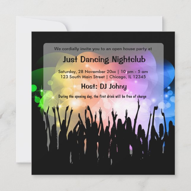 Invitation Grand club de nuit d'ouverture (Devant)