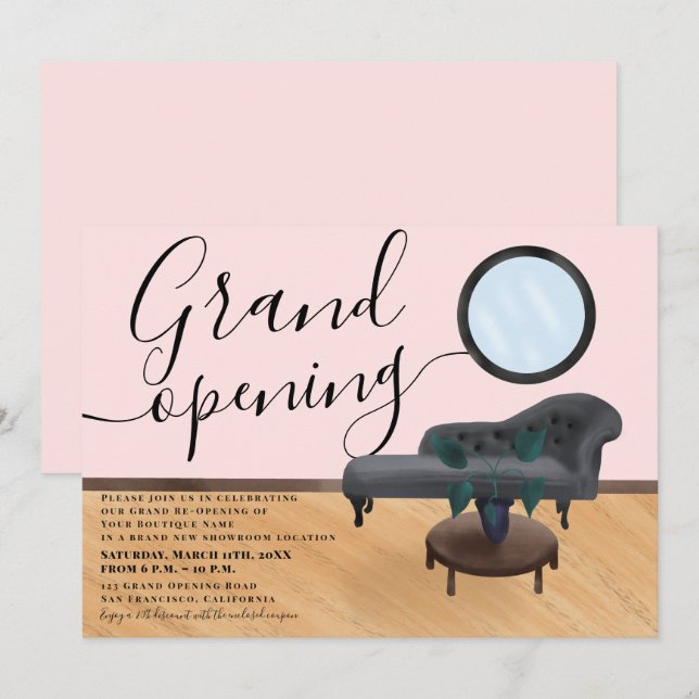 Invitation Grand inauguration d'un salon de beauté d'illustra (Devant / Derrière)