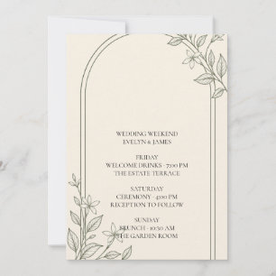 Invitation Grand itinéraire de week-end de mariage de type Ol