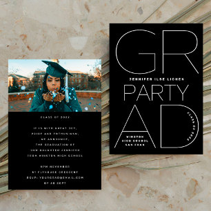 Invitation Grand Lycée Noir Blanc Moderne Minimal