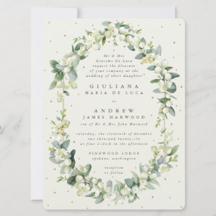 Invitation Grand mariage formel crème Snowberry + Eucalyptus