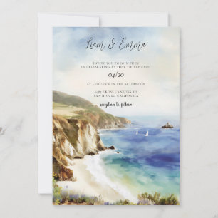 Invitation Grand mariage sur la côte de Big Sur en Californie