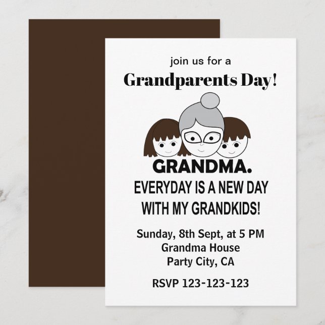 Invitation Grand-mère maman mignonne grand-mère (Devant / Derrière)