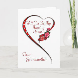 Invitation Grand-mère, Swirling heart Maid of Honor invitatio