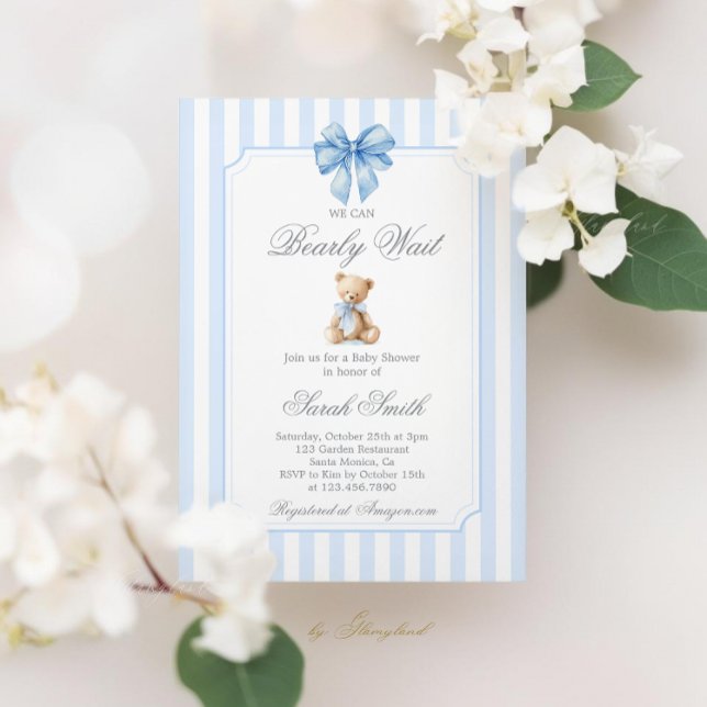 Invitation Grand millénaire Teddy Bear Baby shower garçon (Créateur téléchargé)