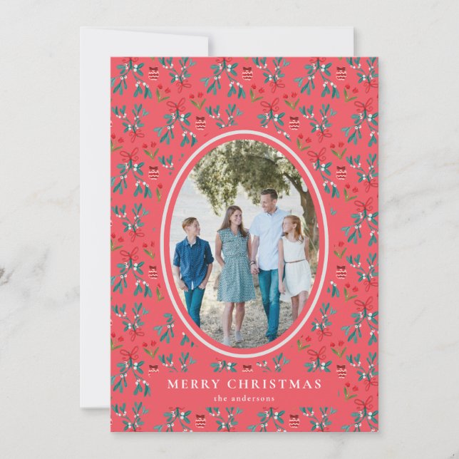 Invitation Grand Motif traditionnel vert et rouge (Devant)