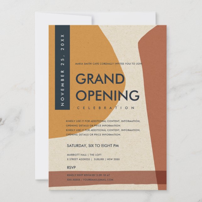 INVITATION GRAND OUVERTURE DE L'ORANGE D'ART ABSTRAIT MODERNE (Devant)