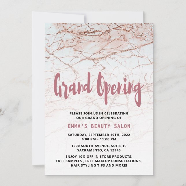 Invitation Grand Ouverture du Salon d'Or Rose (Devant)
