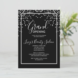 Invitation Grand ouverture encadrée Confetti noir et blanc
