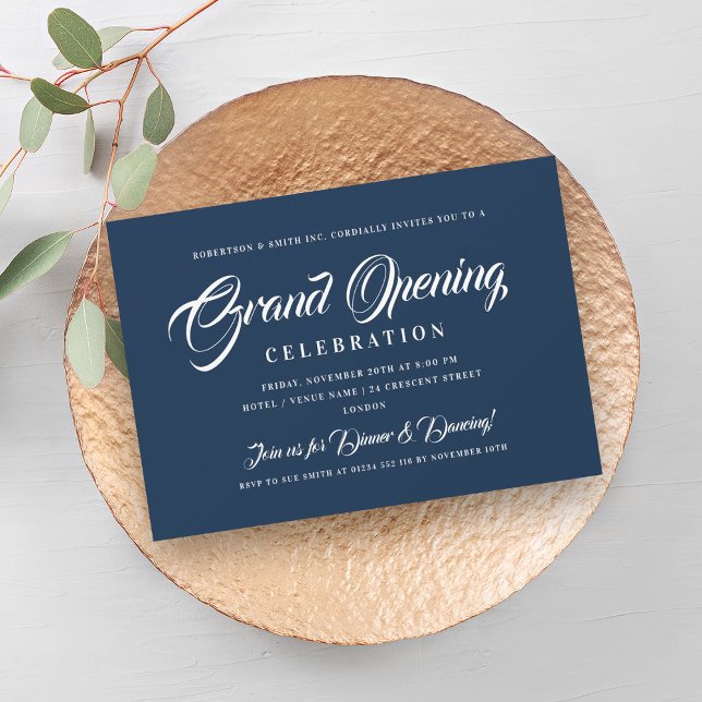 Invitation Grand ouverture officielle de la Marine (Formal Navy Corporate Grand Opening White Invitation)